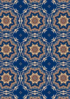 Blue and Gold Mandala Pattern