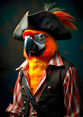 Macaw Parrot in Pirate Attire