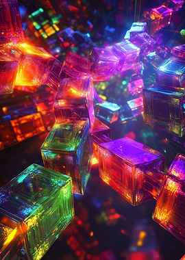 Rainbow Cubes Abstract