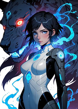 Anime Girl with Wolf