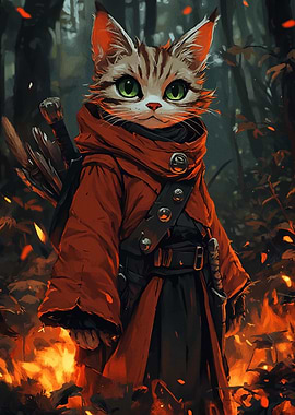 Cat Warrior in Forest