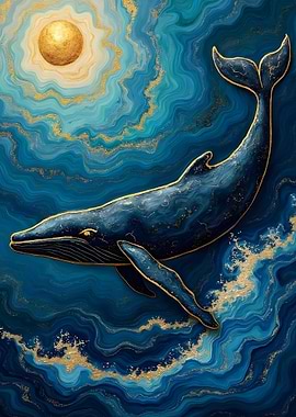 Whale in Blue Ocean