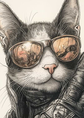 Cool Biker Cat
