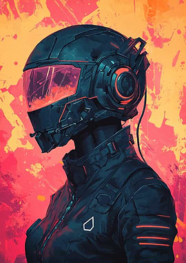 Cyberpunk Helmet Portrait