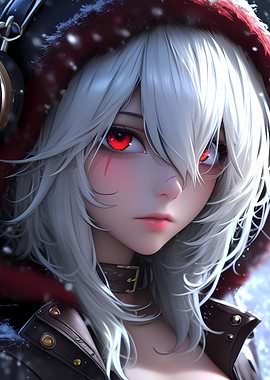 Anime Girl with Red Eyes Gaming