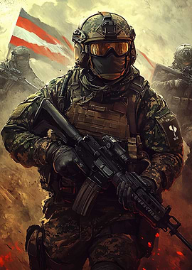 Soldier with Rifle and Flag