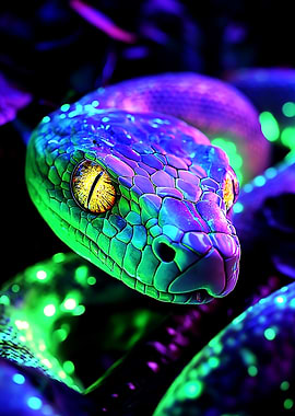 Neon Green Purple Snake