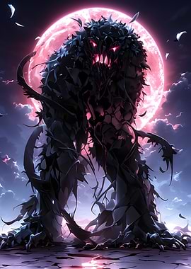 Dark Creature Under Blood Moon