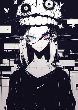 Anime Girl with Distorted Mask