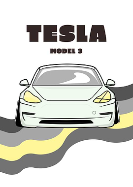 Tesla Model 3 Illustration | RETRO ART