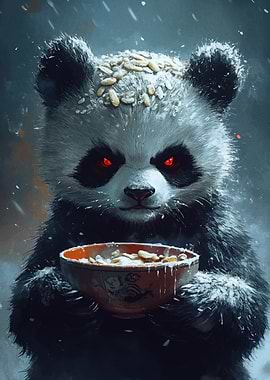 Angry Panda with Bowl