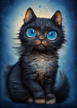 Black Cat with Striking Blue Eyes