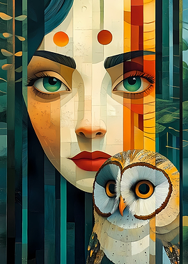 Woman and Owl Portrait