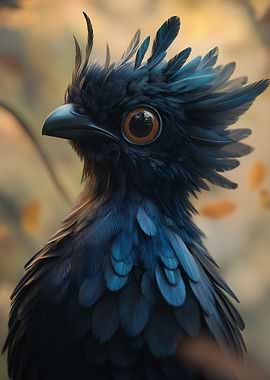 Blue Bird with Large Eyes