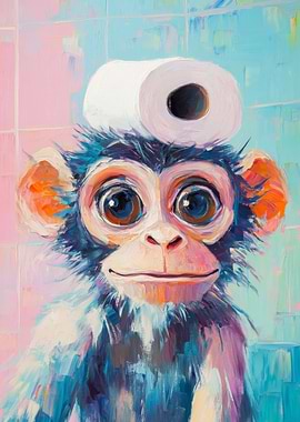 Monkey with Toilet Paper Hat