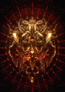 Golden Skull with Horns