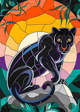 Black Panther in Stained Glass