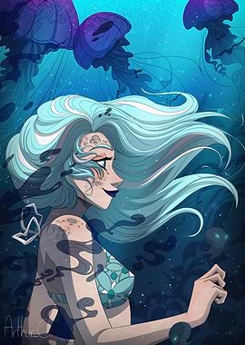 Mermaid with Jellyfish
