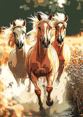 Three Horses Running