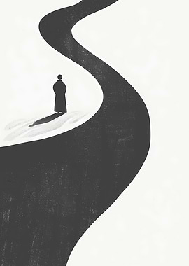 Silhouette on Winding Path