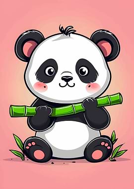 Cute Panda with Bamboo