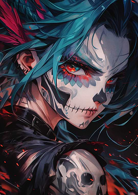 Anime Girl with Skull Makeup