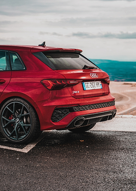Red Audi RS3 Rear View