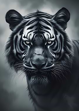 Black and White Tiger Portrait