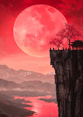 Red Moon Landscape