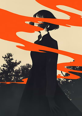 Silhouette with Orange Smoke