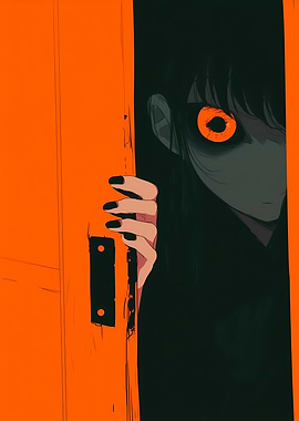 Anime Girl Peeking Through Door