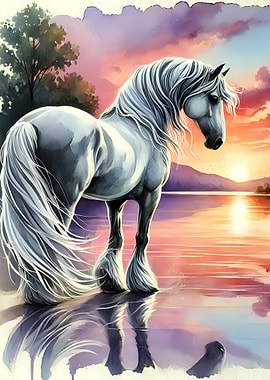 White Horse at Sunset