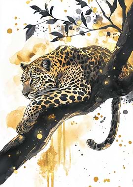 Golden Leopard Watercolor