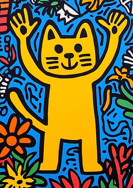 Yellow Cat in Flowers