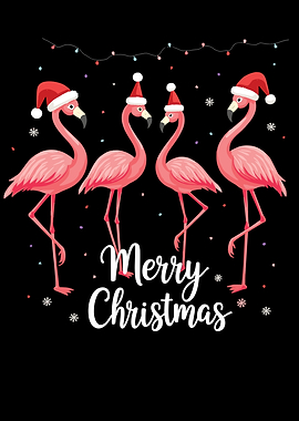 Flamingos Merry Christmas
