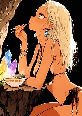 Anime Girl Eating Ramen