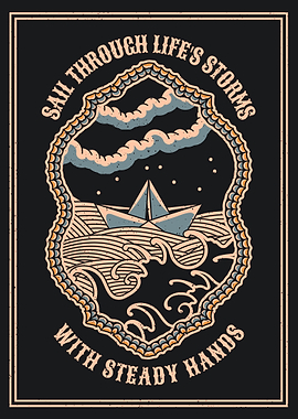 Paper Boat & Stormy Seas Vintage Art