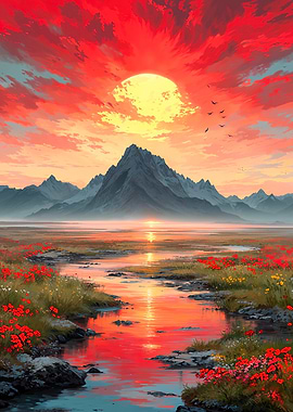 Sunset Mountain Landscape