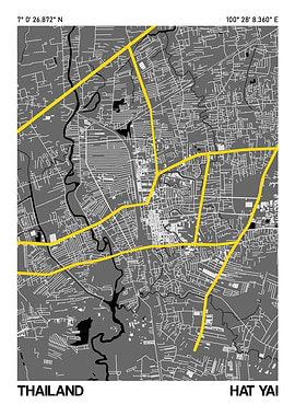 Hat Yai City Street Map
