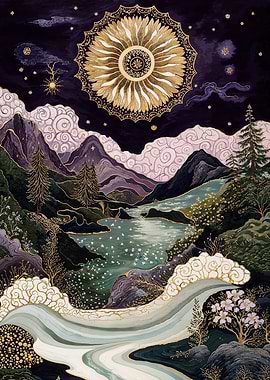 Kintsugi Mystical Night Landscape