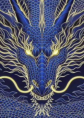 Abstract Blue Sapphire Dragon