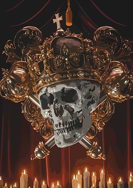 Skull with Crown and Scepters