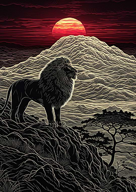 Lion at Sunset