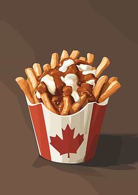 Poutine with Canadian Flag