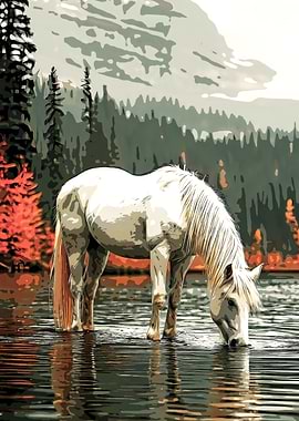 White Horse by the Lake