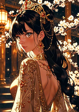 Anime Princess in Golden Attire