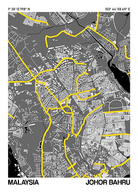 Johor Bahru City Street Map