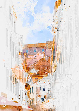 Narrow Street in Old Town Dubrovnik Croatia