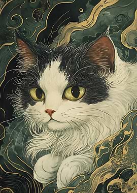 Black and White Japanese Cat
