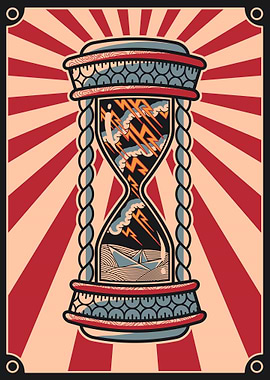 Hourglass & paper boat vintage design